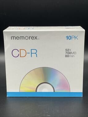 MEMOREX CD-R 10 PACK | 52X | 700MB |80 MIN JEWEL CASES NEW SEALED